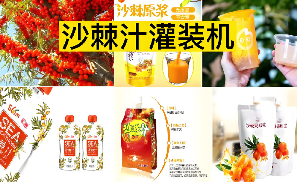 龍應沙棘飲料自立袋充填旋蓋機